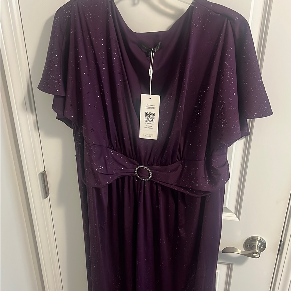 Ever Pretty Purple Flutter Sleeve Cowl Neck Gown